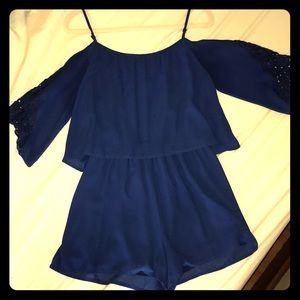 Royal Blue Cold Shoulder Romper (M)
